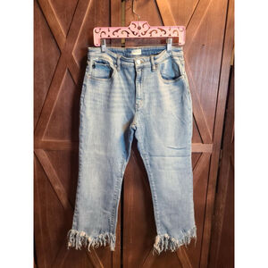 Women's KanCan Blue Denim Jeans Size 13/30 fringe hem
